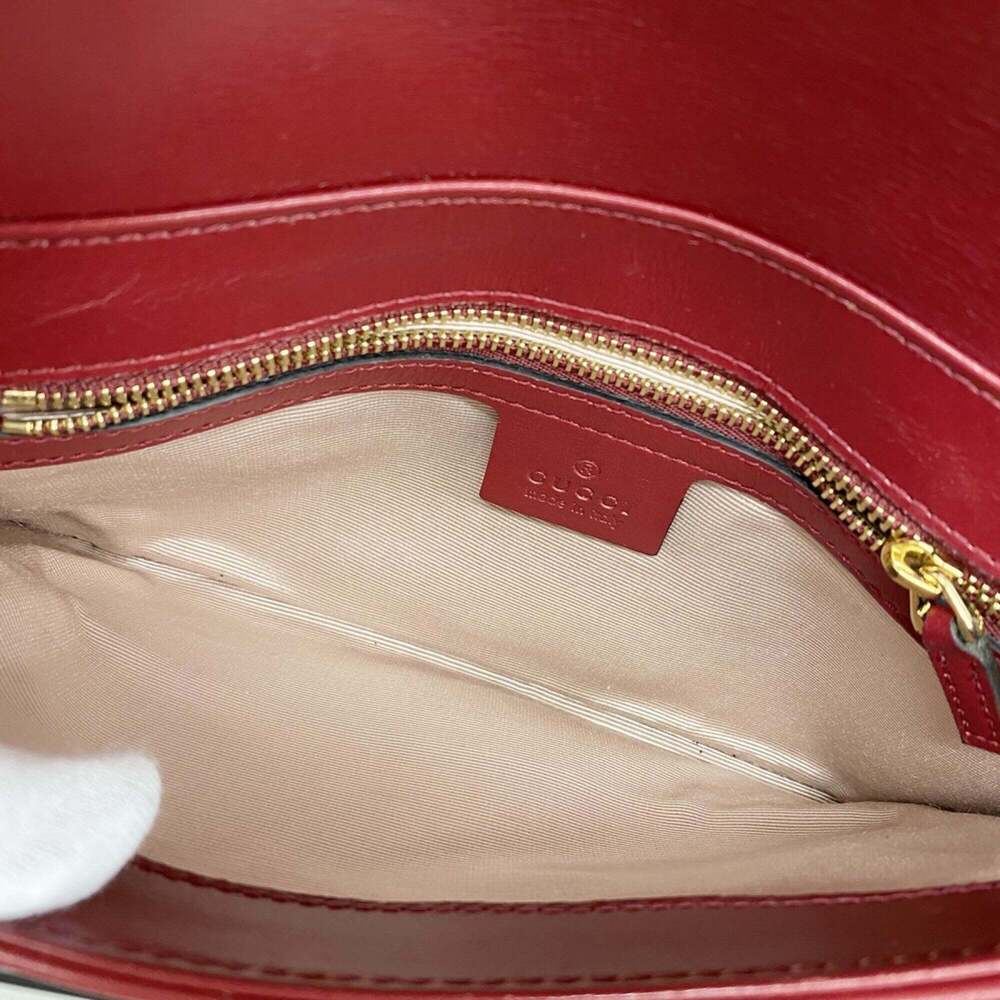 GUCCI Red Leather GG Marmont Shoulder Bag - Picture 4 of 12